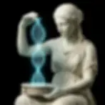 Une statue de déesse grecque fictive déployant et façonnant un brin d'ADN, symbole de l'ingénierie de prompt (prompt engineering).