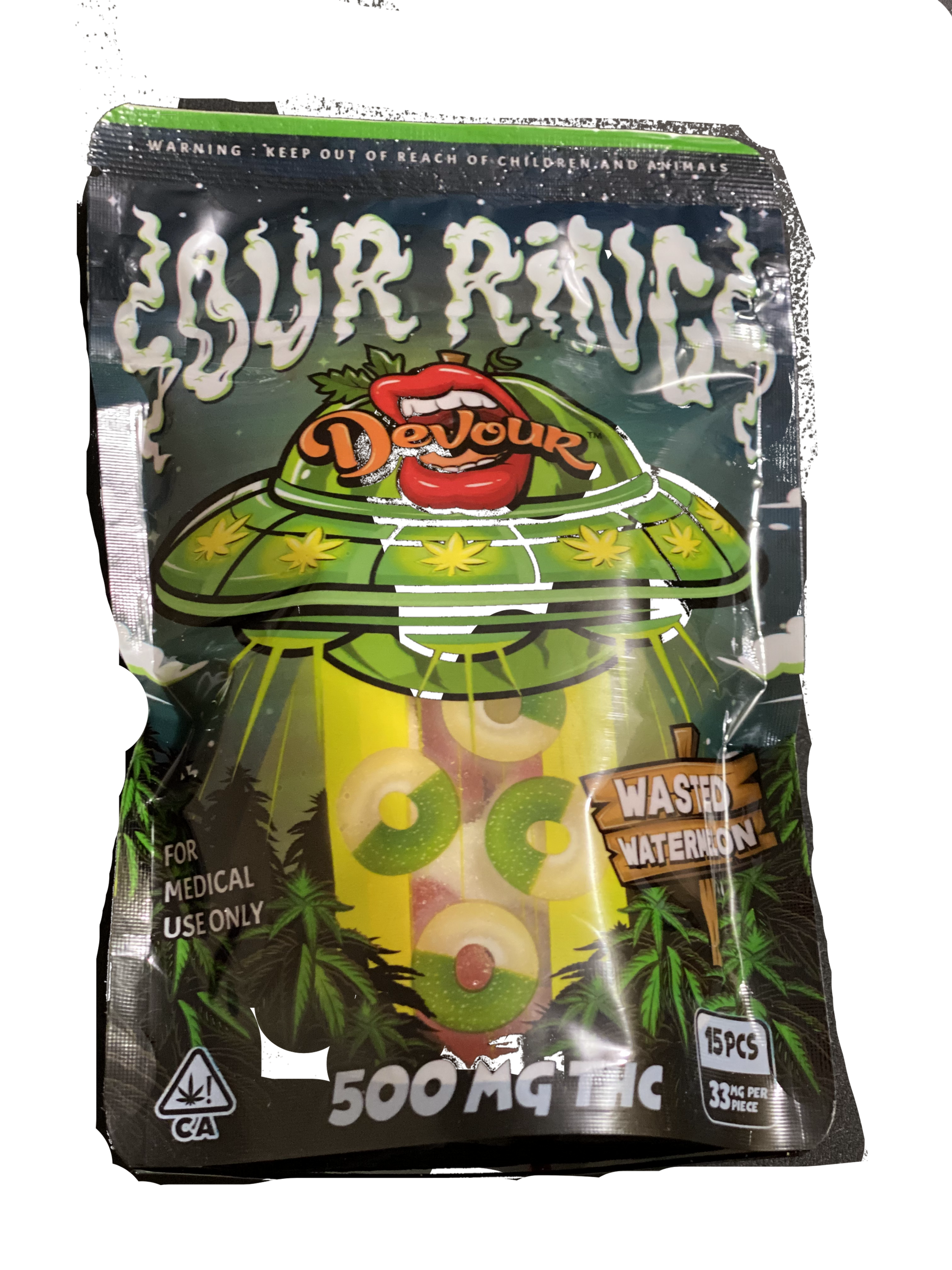 Devour Wasted Watermelon Sour Rings  500mg