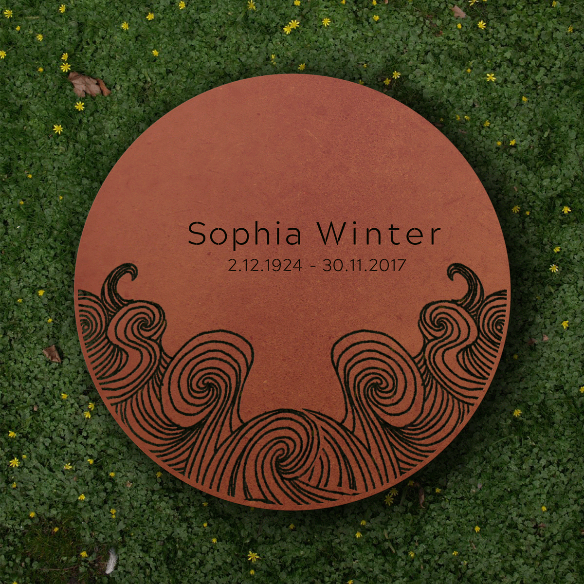 Grabkissen Welle in Cortenstahl