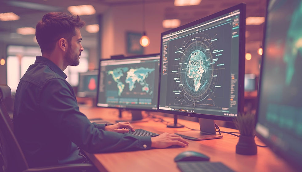 AI technology integrated in a modern office workspace