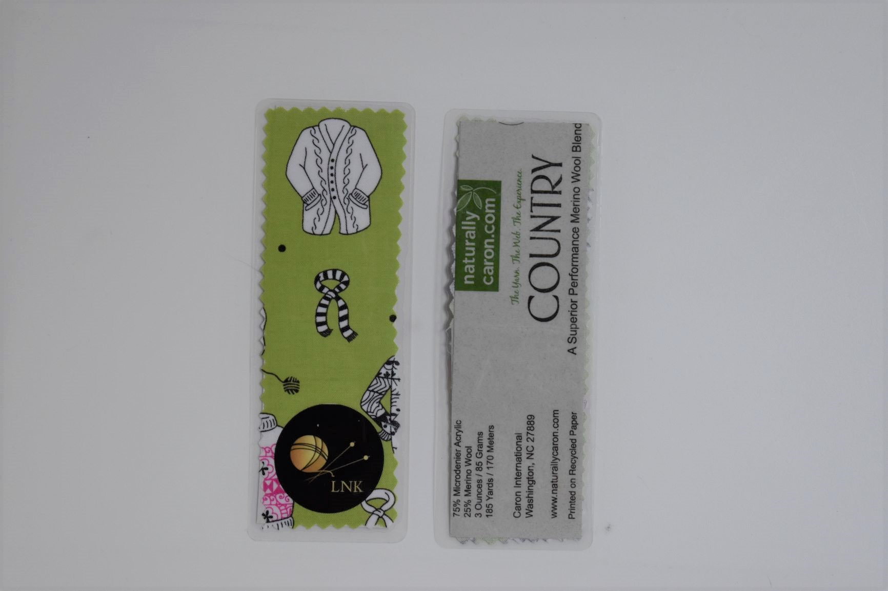 sweater print recycled yarn label bookmark debmilsteininstock