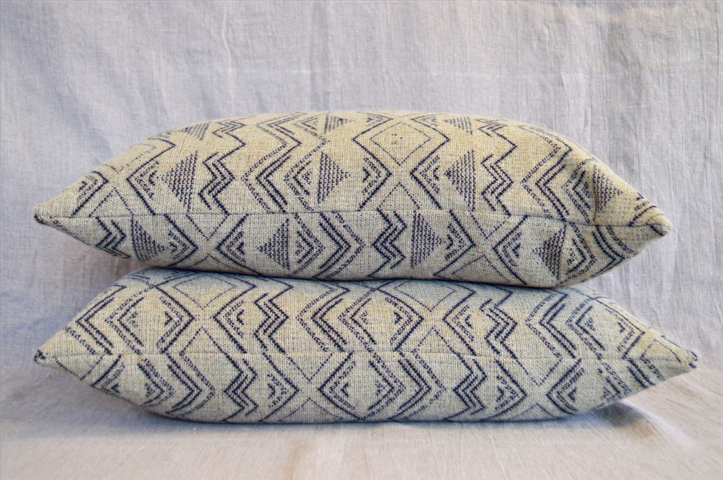 Handwoven neutral symbols 2 cushions
