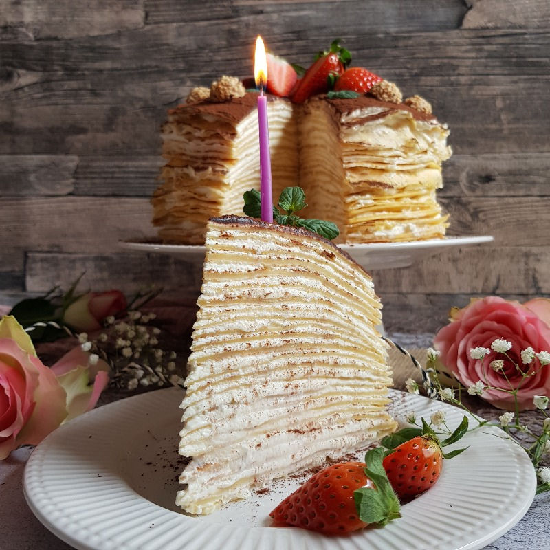 Pfannkuchen Torte, eine andere Art Torten zu machen, mit Mascarpone verfeinert
