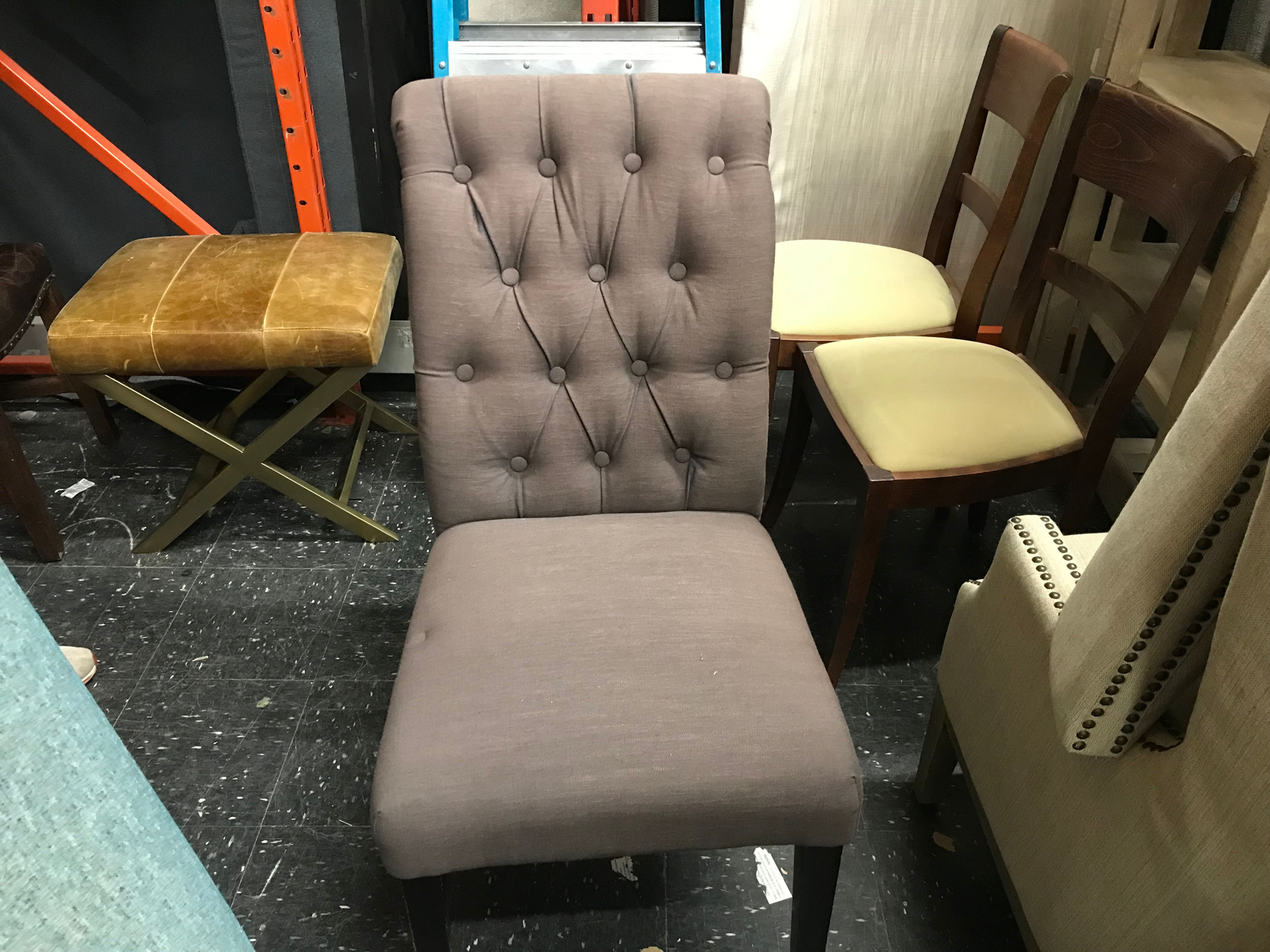 GRAY ROLLED BACK CHAIR
