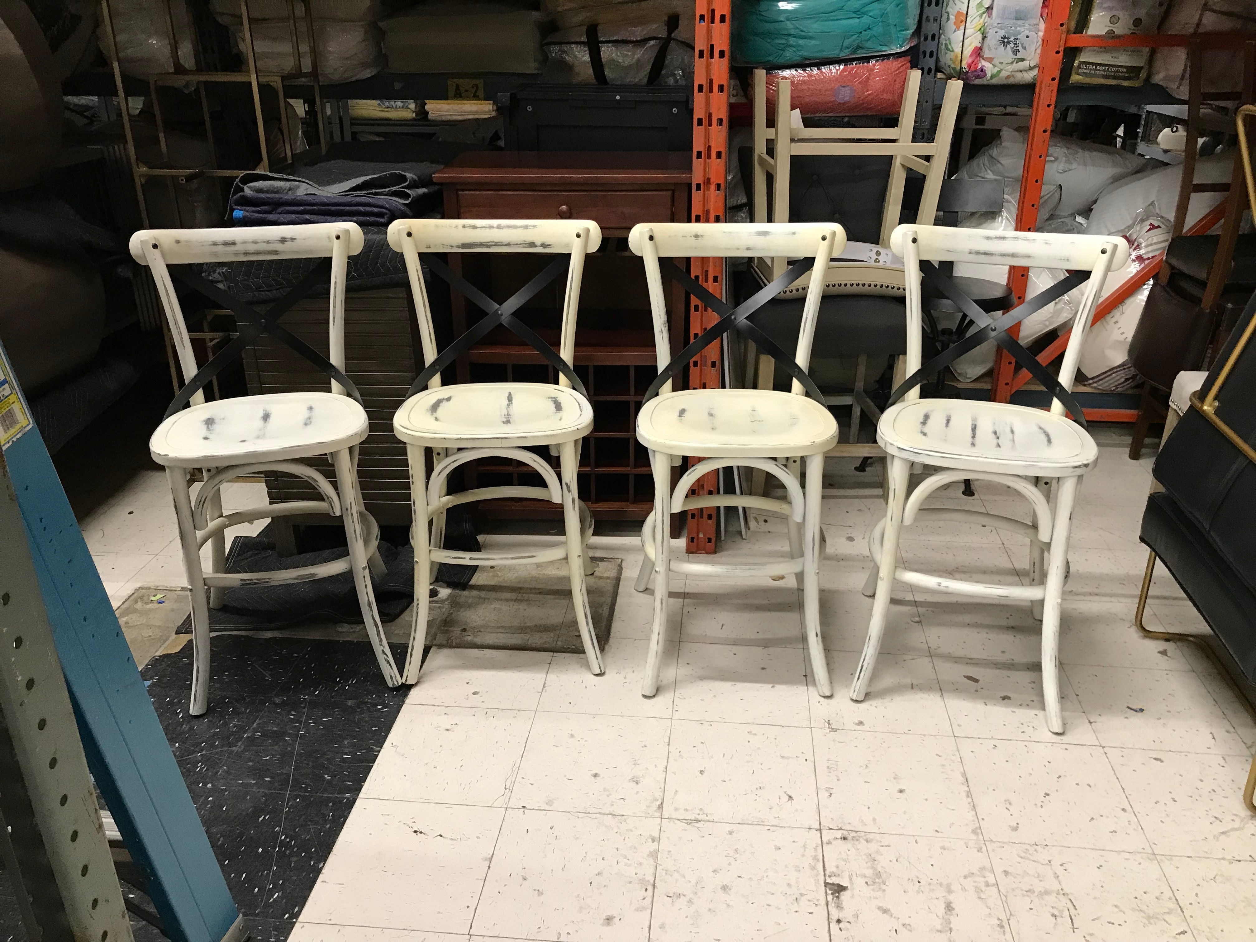 UNION SQUARE WHITE BARSTOOL COUNTER HEIGHT, SET OF 3