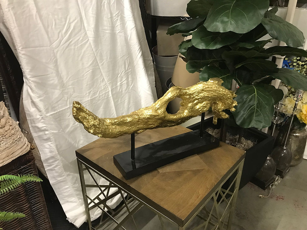 Thumbnail: Z GALLERIE GOLD ABSTRACT SCULPTURE ON STAND