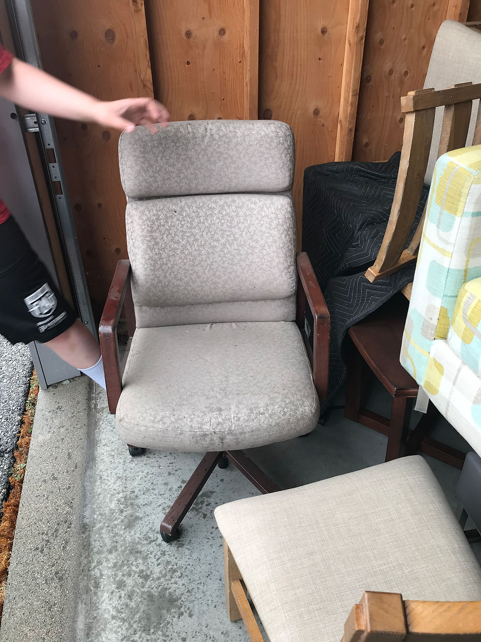 Thumbnail: GRAY UPHOLSTERED OFFICE DESK CHAIR ON WHEELS