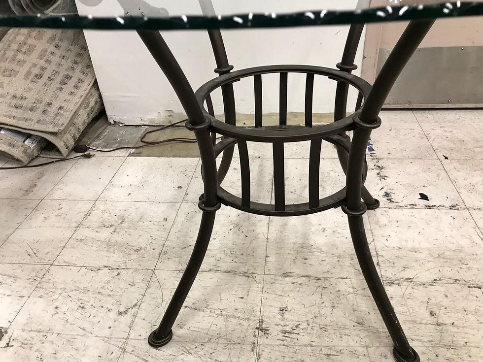 Thumbnail: ROUND METAL AND GLASS DINING TABLE AND 4 CHAIRS