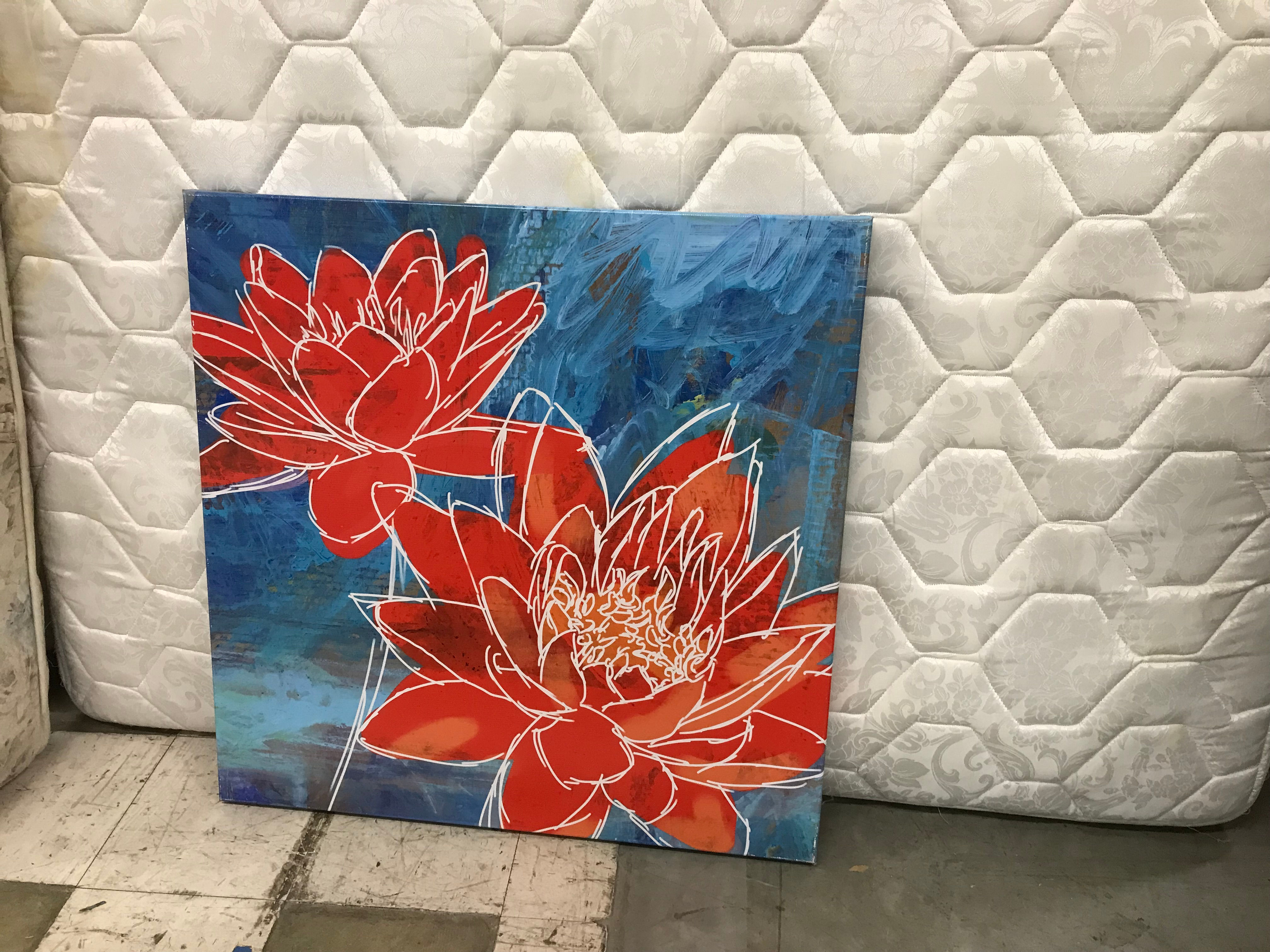 ORANGE BLUE FLORAL BURST