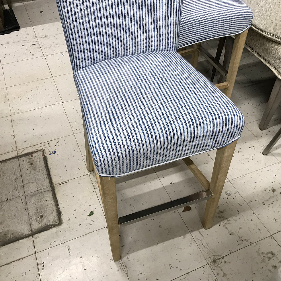 Thumbnail: "MILTON" BLUE AND WHITE STRIPED COUNTER STOOL, SET/4