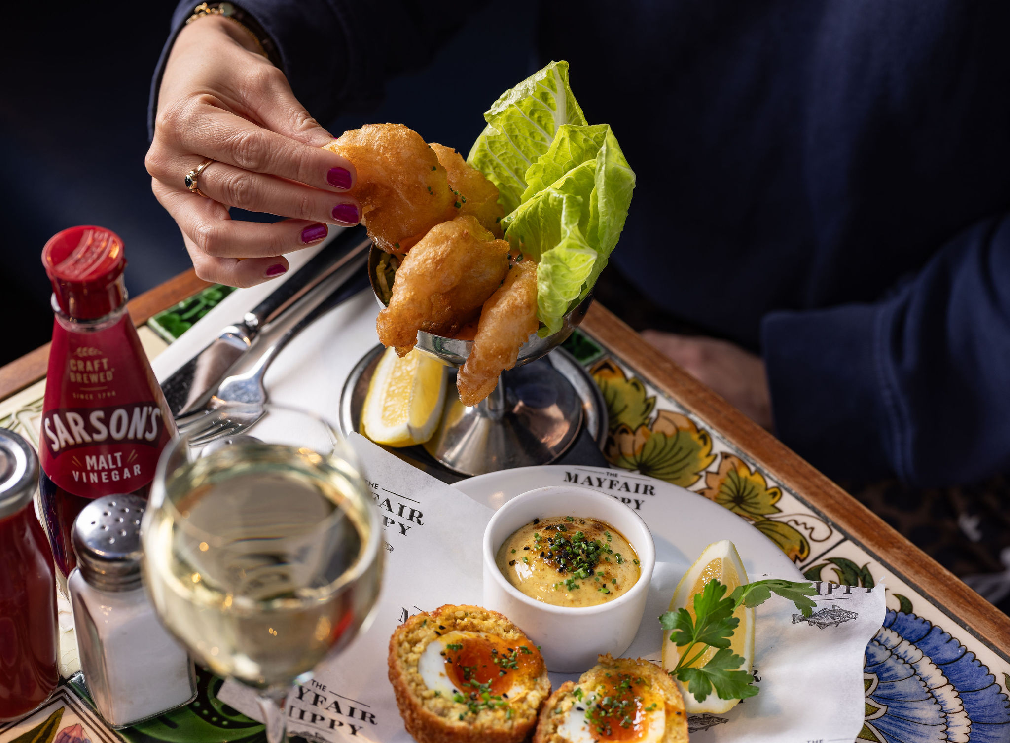 The Mayfair Chippy — battered king prawns