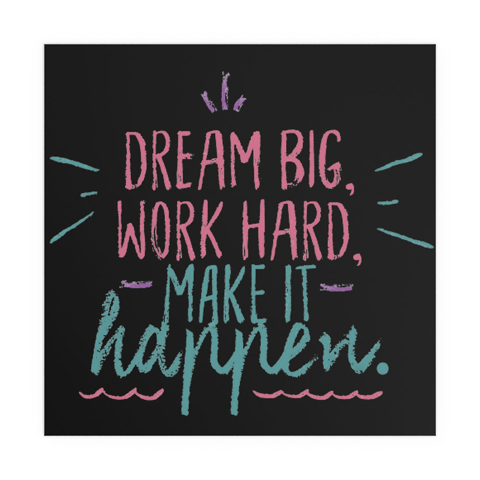 Küçük resim: Dream Big Work Hard Make It Happen Square Wall Decor Sign.