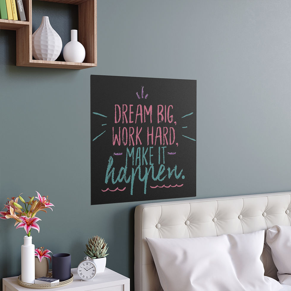 Miniatyrbild: Dream Big Work Hard Make It Happen Square Wall Decor Sign.