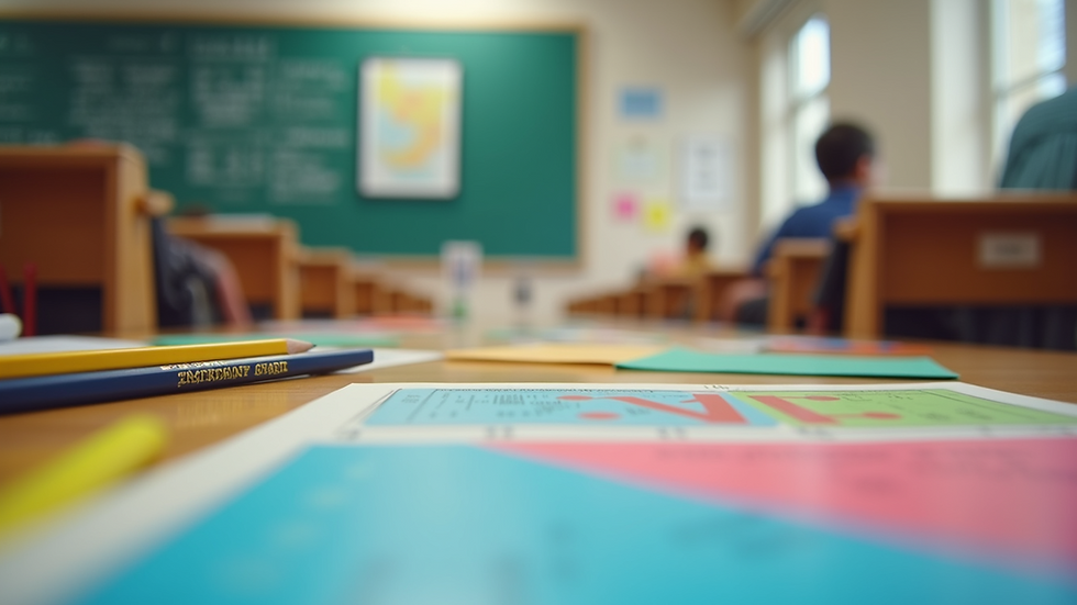 Eye-level view of a classroom with colorful learning materials