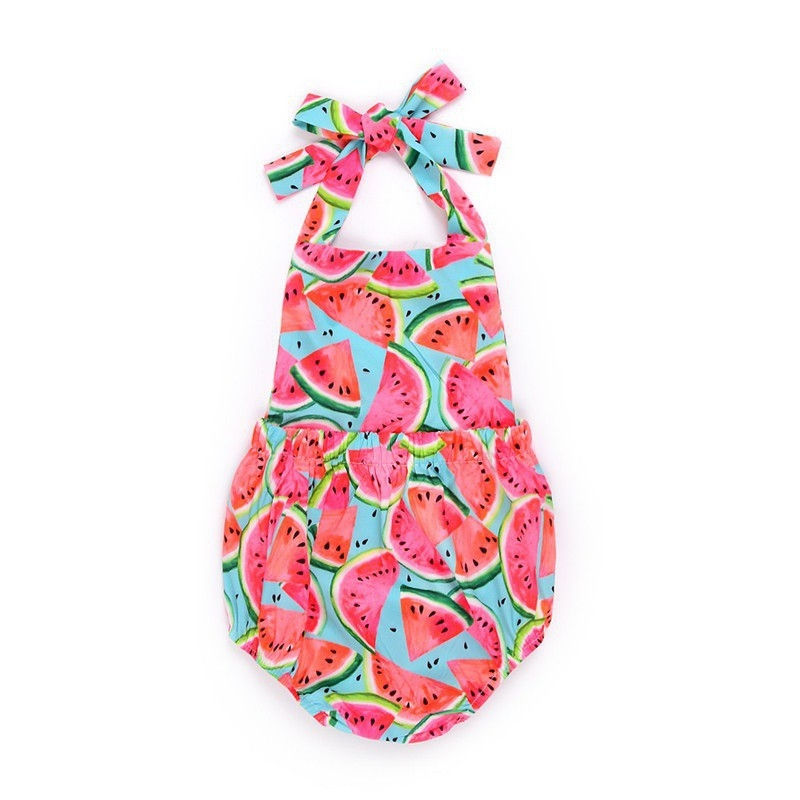 Baby girl watermelon bare back romper