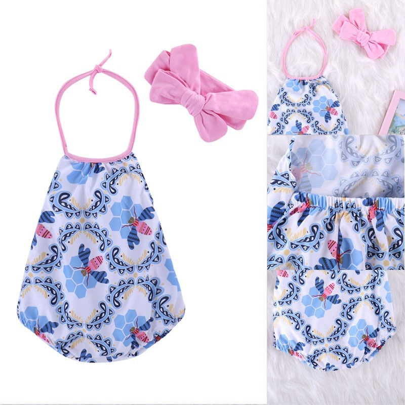 2pcs Baby girl headband + romper
