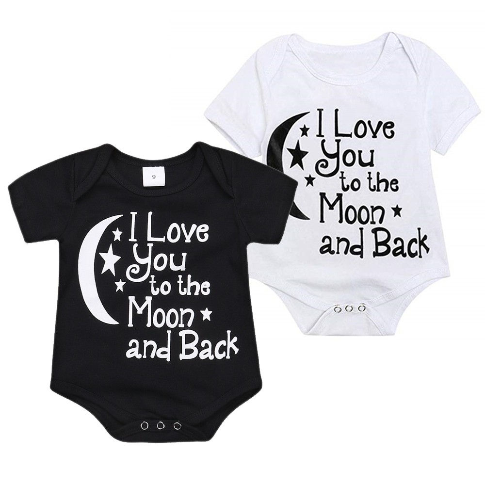 Newborn Baby Romper Moon and Star Print Short Sleeve Bodysuit