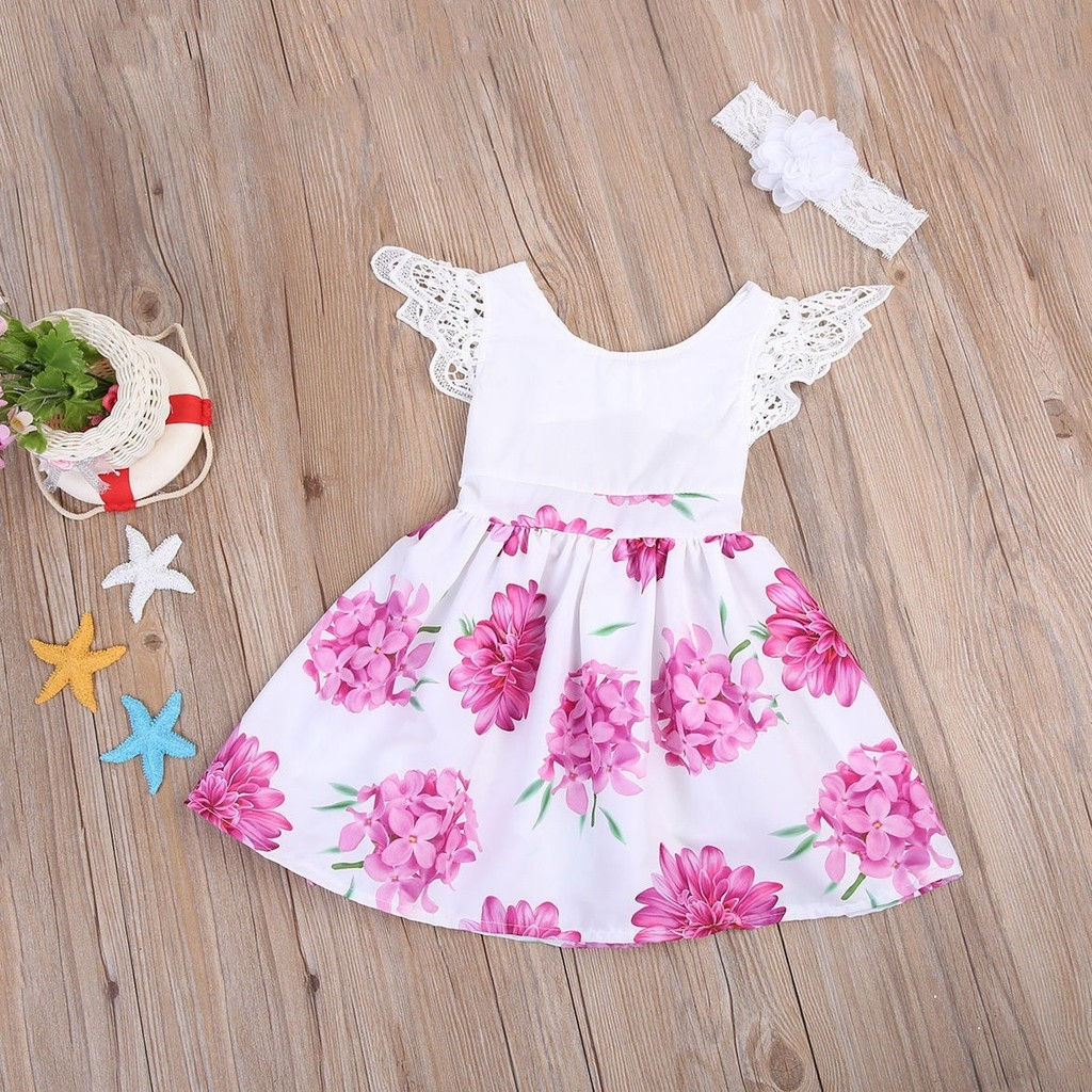 2pcs baby girl white floral dress