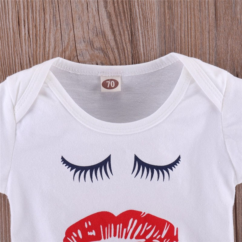 Thumbnail: Cute Cotton Letters Print Short Sleeve Romper