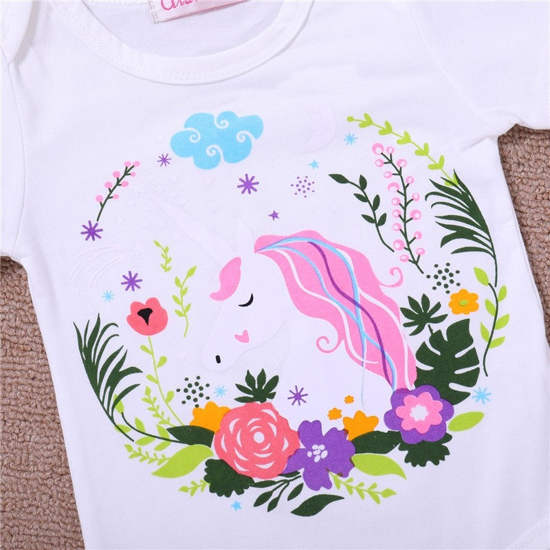 Thumbnail: Baby Romper Unicorn Short Sleeve