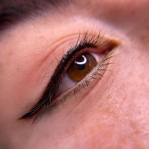 Precise winged eyeliner on an eye