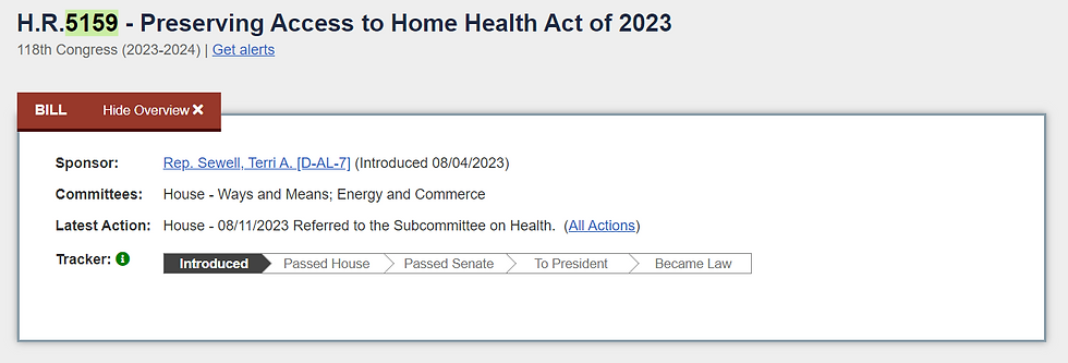 House bill H.R.5159 Preserving Access to Home Health