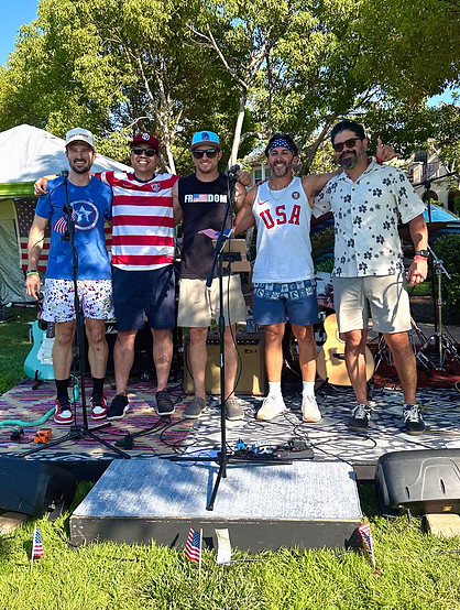 Alley Waves band on stage after outdoor show in california.