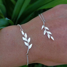 Handmade Sterling silver leaf bracelet