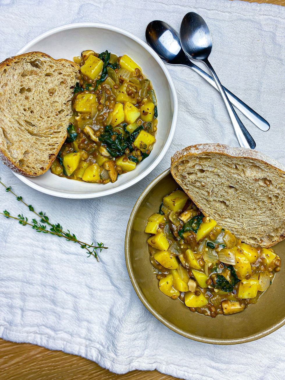 bowls with lentil stew