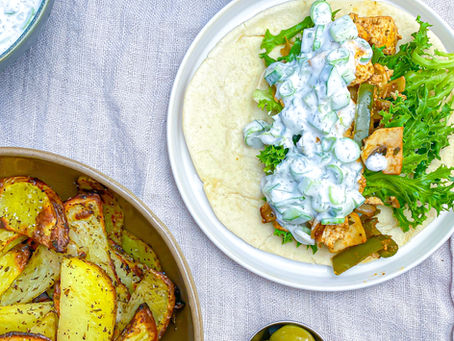 Tofu Fajitas with Creamy Vegan Tzatziki