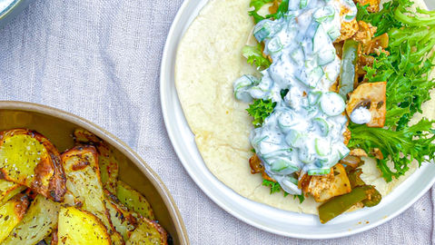 Tofu Fajitas with Creamy Vegan Tzatziki