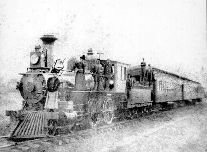 The "Pumpsie Doodle" or the “Pommy Diddle" steam train along the Pomeroy Branch near Newark, Delaware in March of 1898. (Frank C. Mayer, Jr. Collection)