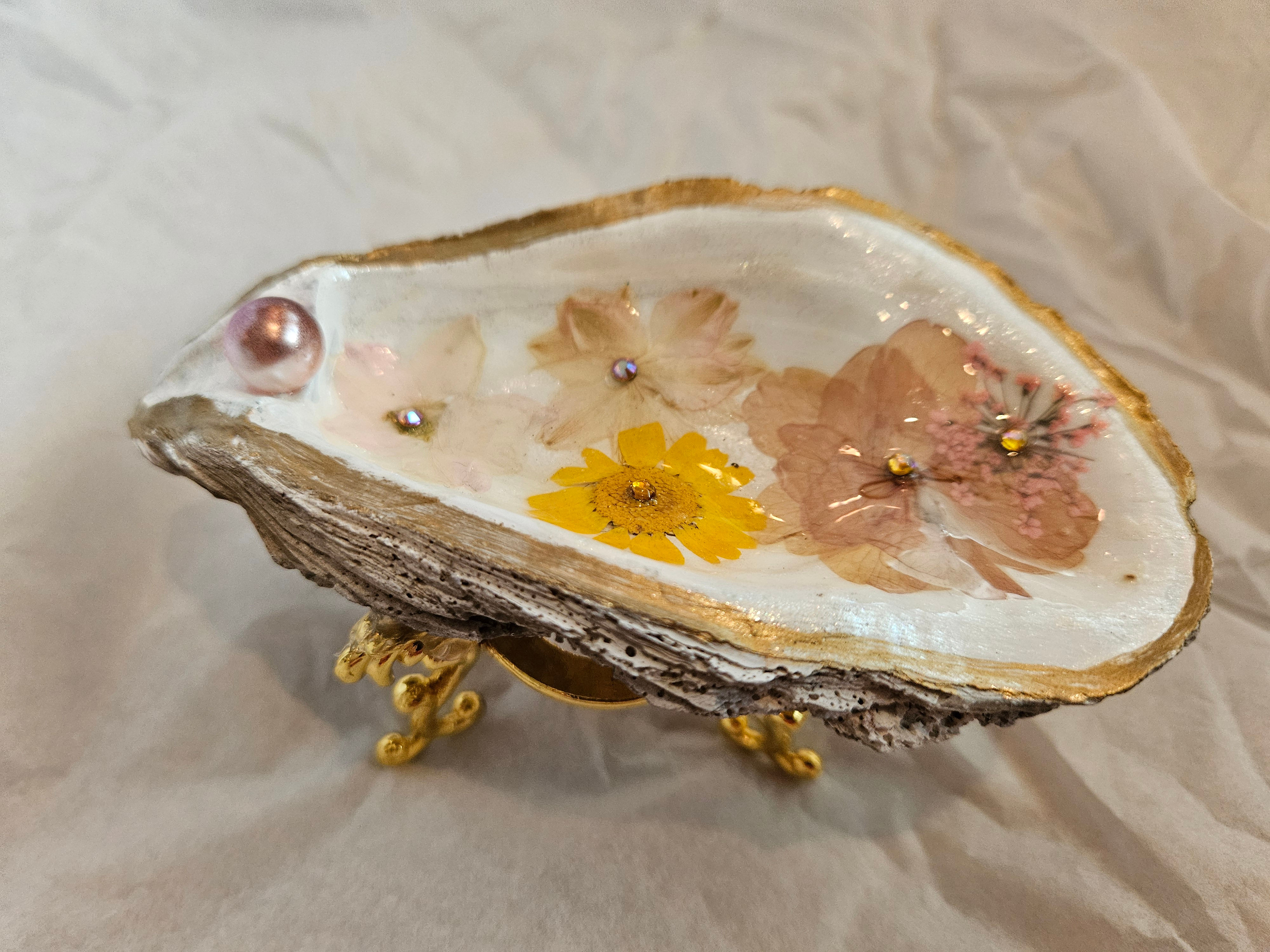 Pink and Yellow Floral Trinket Dish