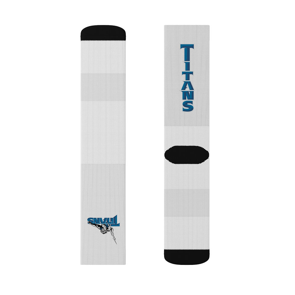 Thumbnail: Titan Tubes -Blue on White Sublimation Socks