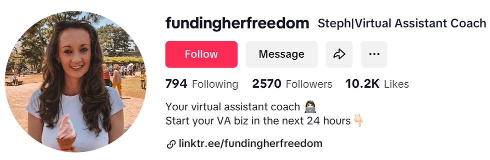 Virtual assistant coach Steph shares tips on launching your VA business swiftly, offering guidance to her growing community on TikTok.