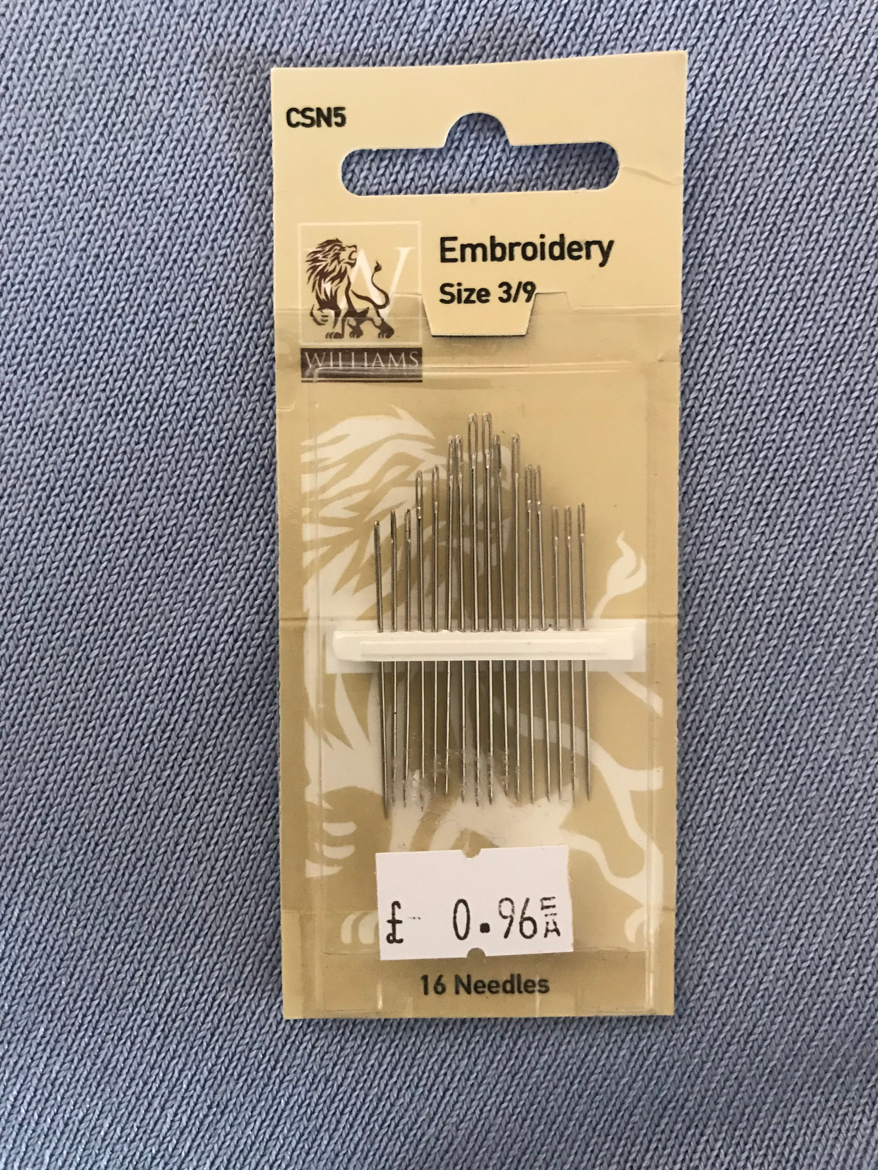 Embroidery Sewing Needles 3/9: Williams