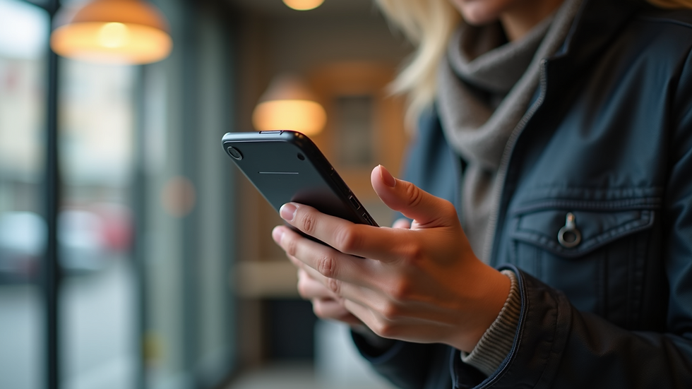 Close-up view of a person using a smartphone for online payment
