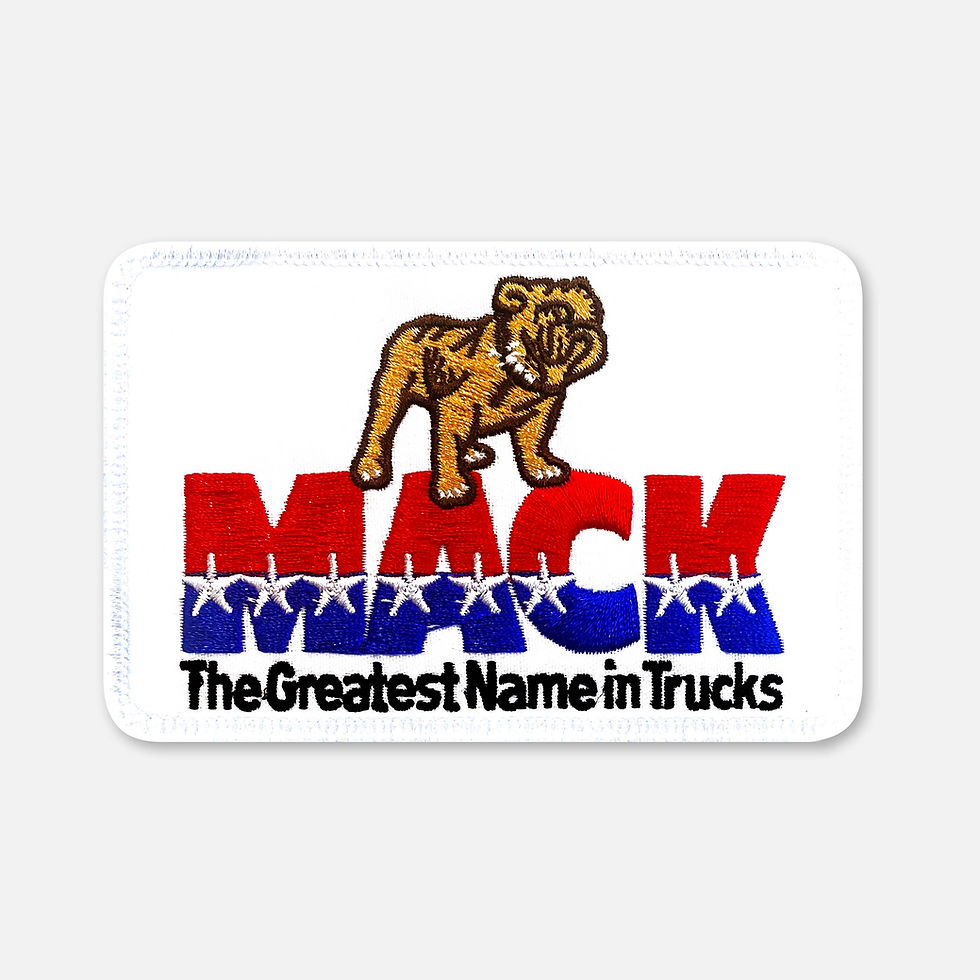 MACK bulldog embroidered patch, 'The Greatest Name in Trucks'