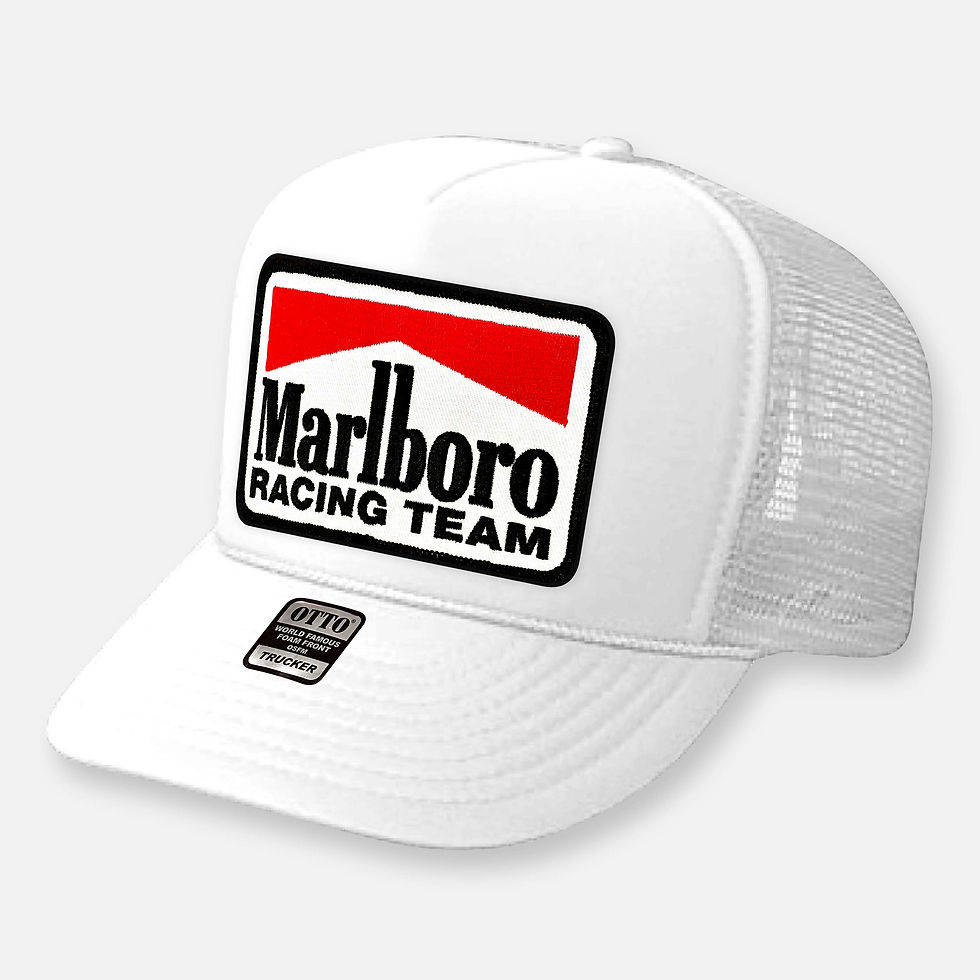Thumbnail: White Marlboro Racing Team curved bill trucker hat