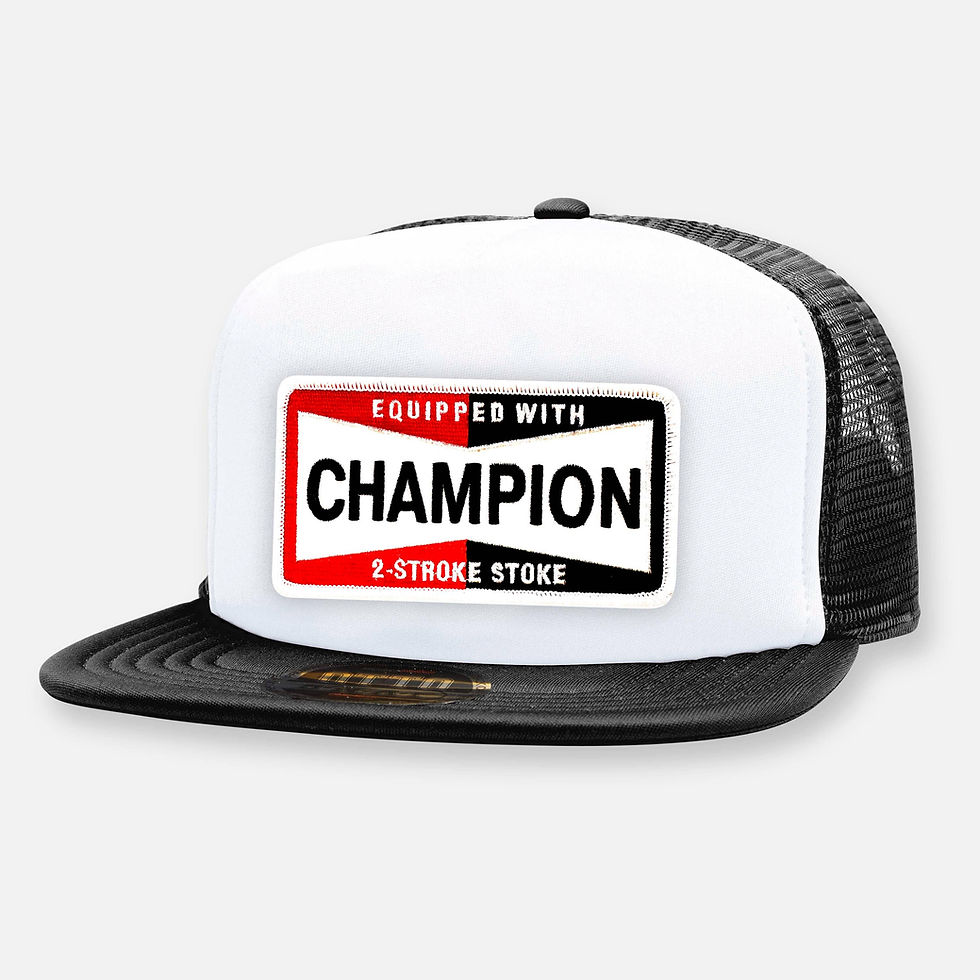 Thumbnail: Champion flat bill hat with 'Equipped With Champion' patch