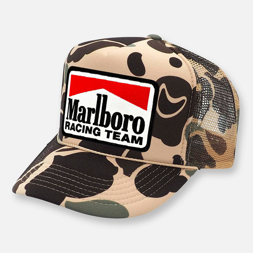 Thumbnail: Marlboro RACING TEAM camouflage trucker hat with curved bill