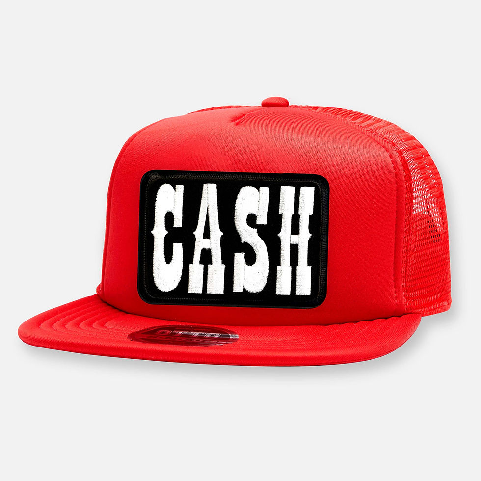 Thumbnail: Red mesh hat with "CASH" patch