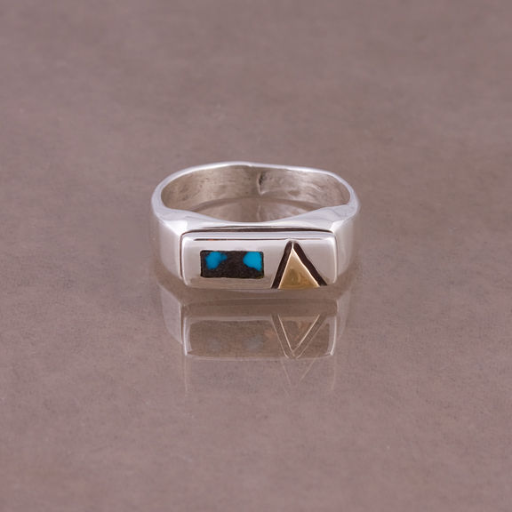 Thumbnail: Ron Henry Sterling/14k Turquoise Ring RG-0018