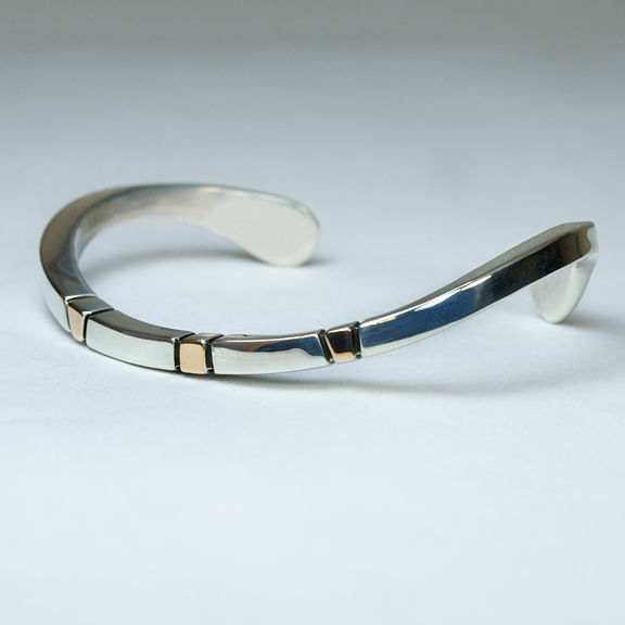 Thumbnail: Ron Henry Sterling and 14k Navajo bracelet BR-0069