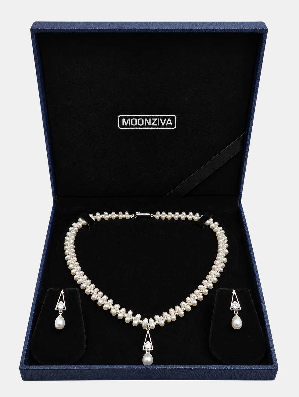 Thumbnail: Elegant Freshwater Pearl Drop Necklace Set