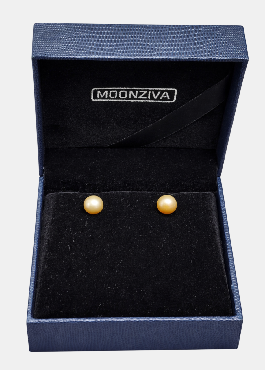 Thumbnail: Classic Aura – 9 MM Freshwater Pearl Studs (925 Sterling Silver)