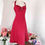 Thumbnail: David Bridal Red Satin Rhinestone Halter Bridesmaid Evening Party Dress size M