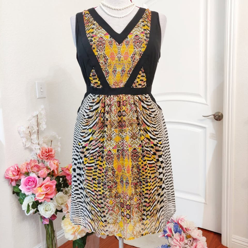Thumbnail: women’s dress size 14, women’s L size dress, Lane Bryant closet essential, plus size floral abstract dress, MEOYEUUS