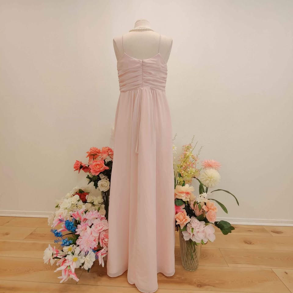 Hình thu nhỏ: elegant gala gown, bridesmaid dress blush, evening dress size 14, sweetheart neckline dress, formal dress V-neck MEOYEUUS