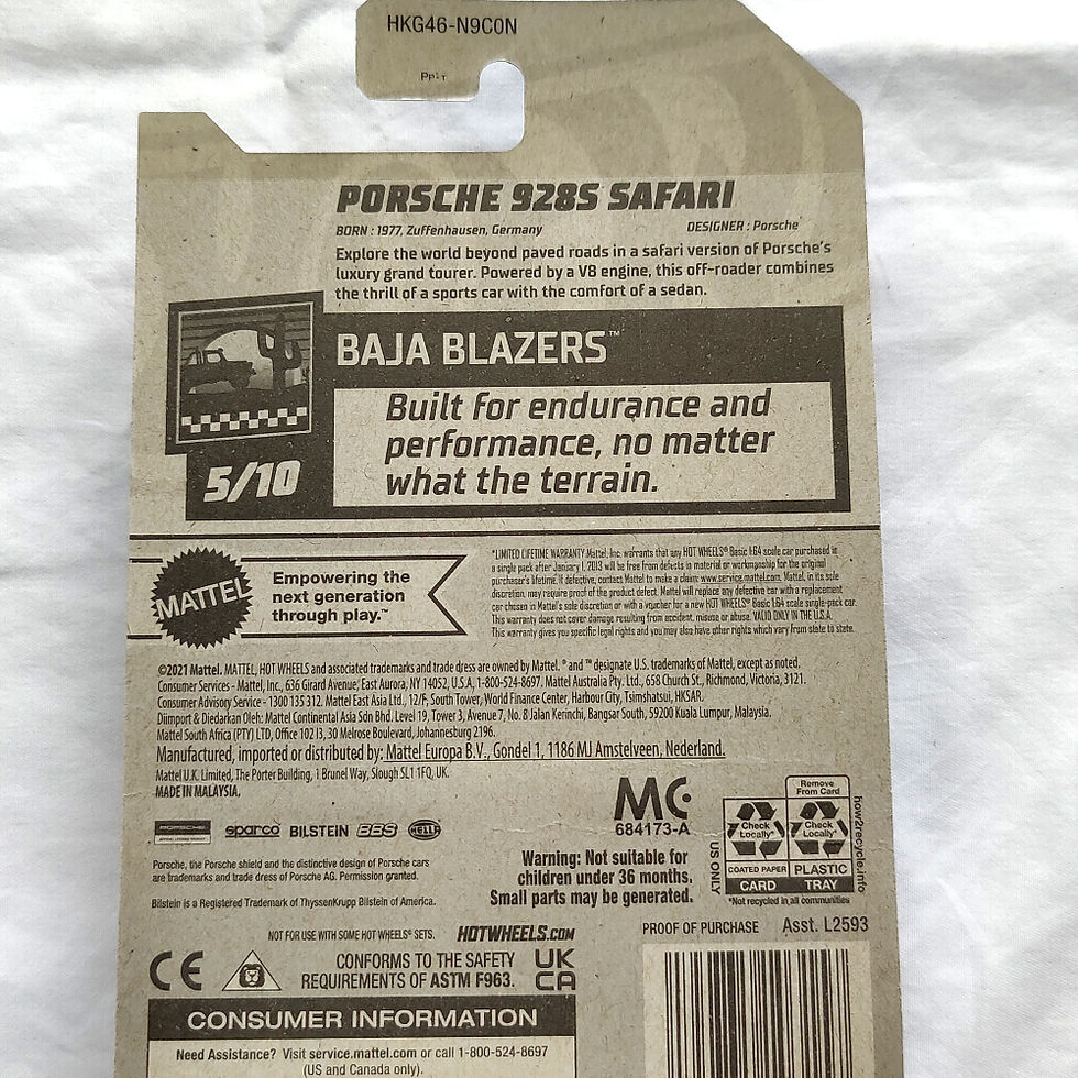 Hình thu nhỏ: Hot Wheels Baja Blazers Series Porsche 928S Safari mặt sau